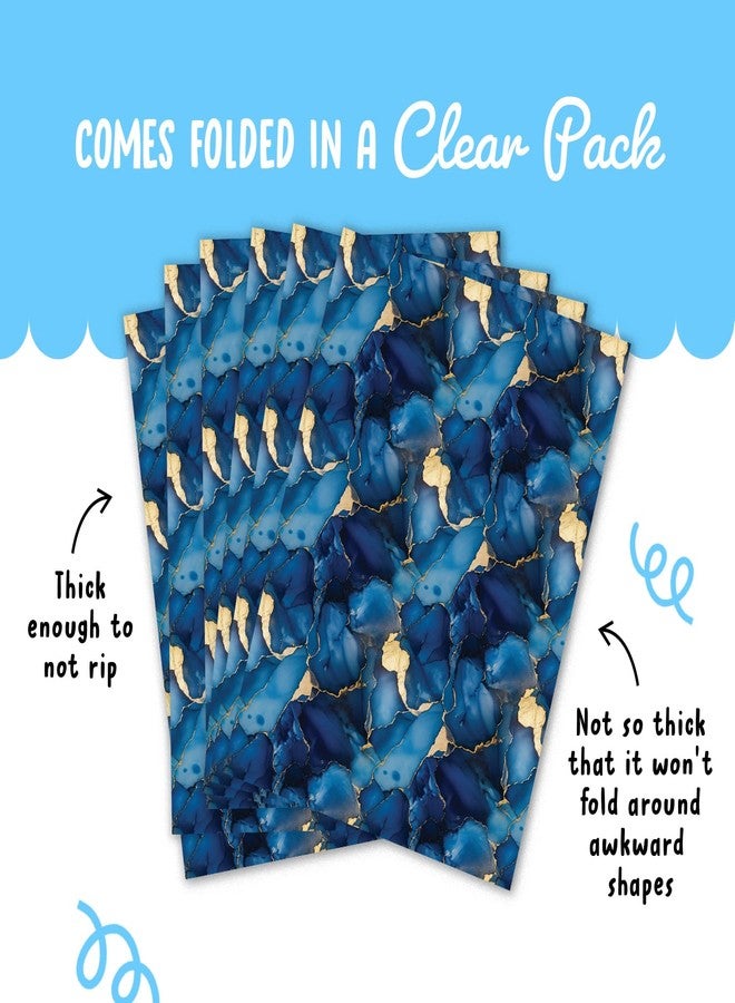 CENTRAL 23 Blue And Gold Wrapping Paper - 6 Sheets Of Elegant Gift Wrap - Marble Wrapping Paper - For Birthday Wedding Christmas Holiday - Comes With Stickers - Image 4